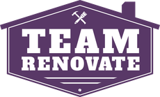 A purple logo for a company called team renovate