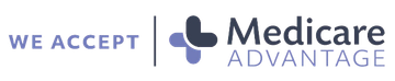 The logo for medicare advantage says `` we accept medicare advantage ''.