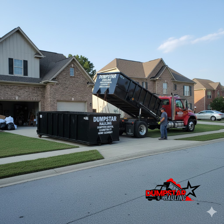 Dumpstar Hauling local dumpster rental near me service delivering roll off dumpster in Lexington KY neighborhood