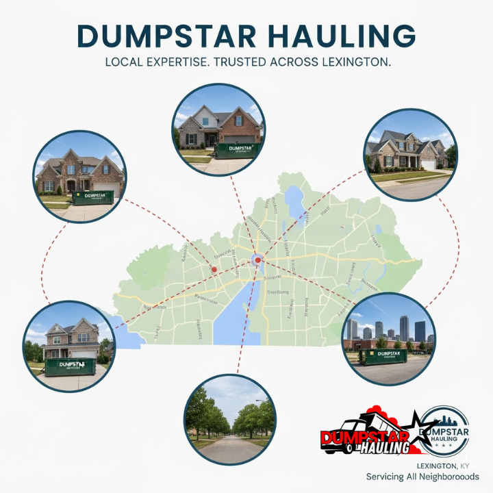 Highlight Dumpstar Hauling’s coverage across Lexington neighborhoods, reinforcing local expertise and trust.