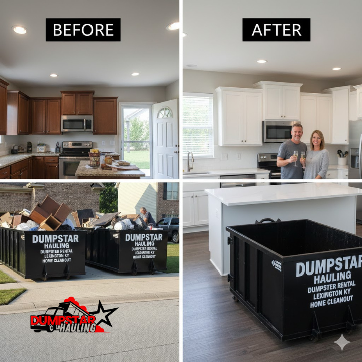 Successful kitchen remodel using Dumpstar Hauling dumpster rental near me in Lexington neighborhood