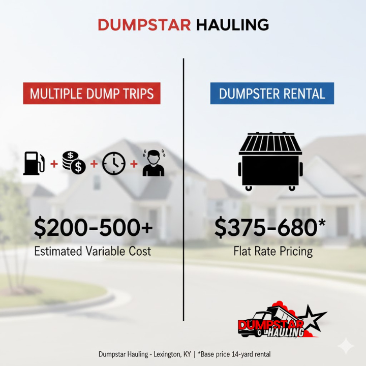 The true cost comparison: Lexington dump trips vs. dumpster rental
