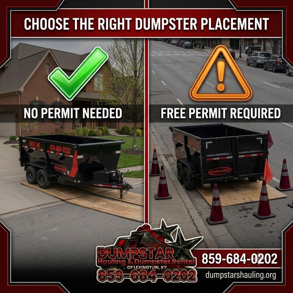 Do I need a permit to rent a dumpster in Lexington KY — driveway vs street placement permit guide by