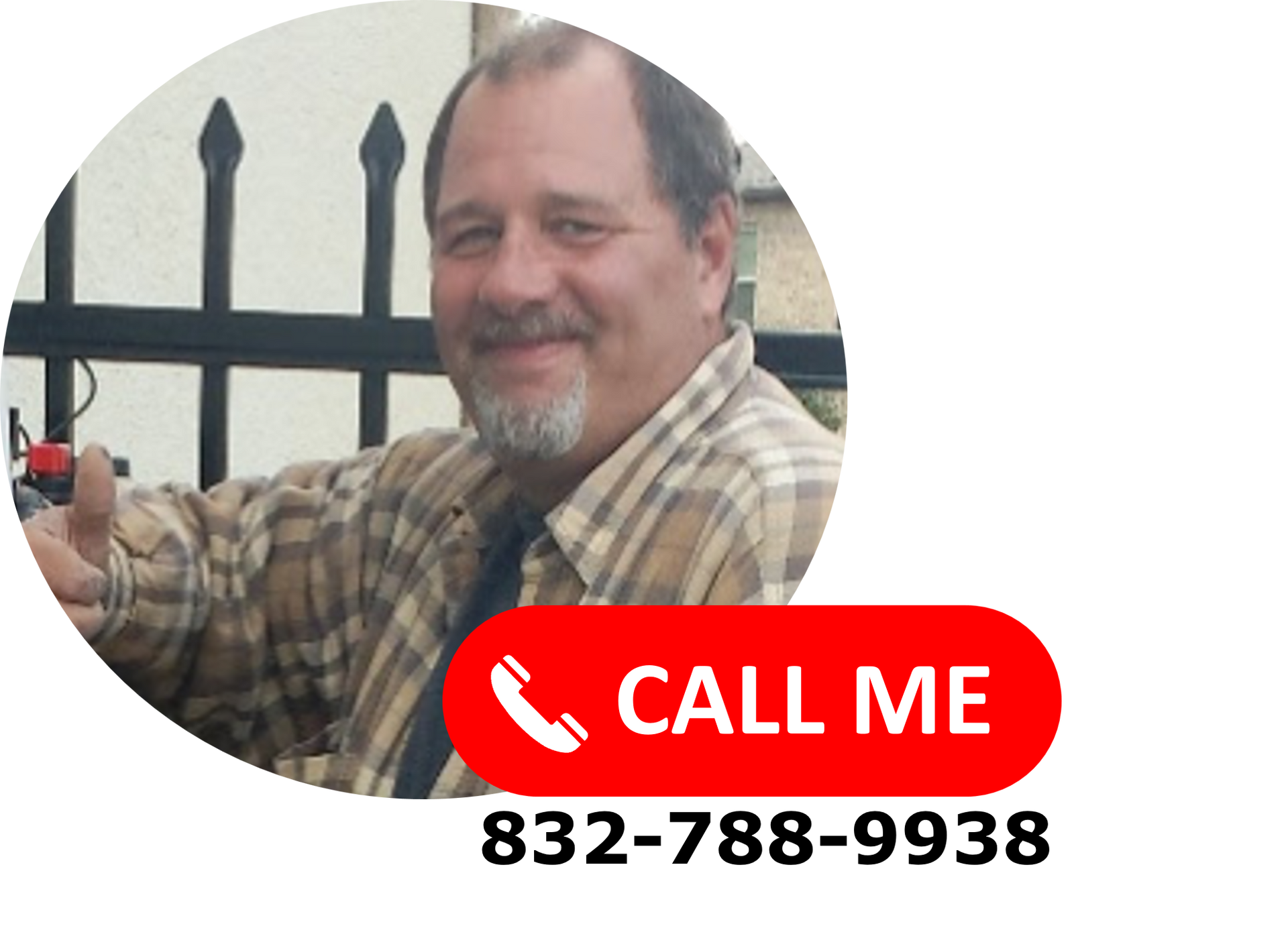 Man smiling, thumb up, next to a 