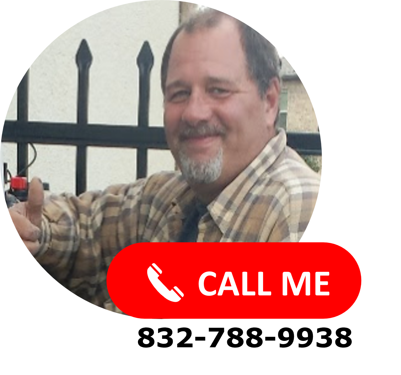 Man smiling, thumb up, next to a 