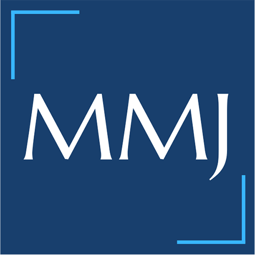 The mmj logo is on a blue background