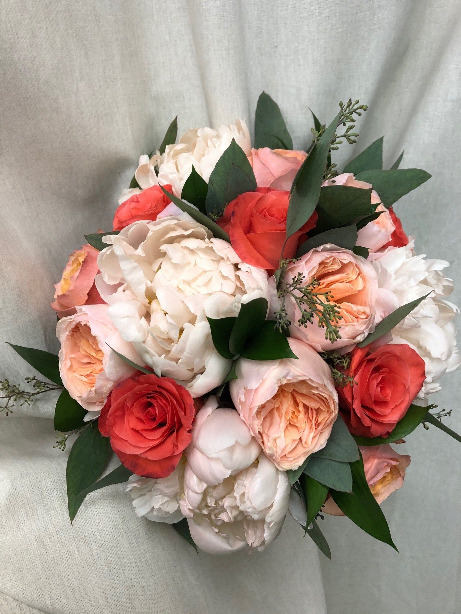 A Bouquet Of White, Red And Pink Roses — Bergenfield, New Jersey — Brodericks Flowers & Gifts Inc