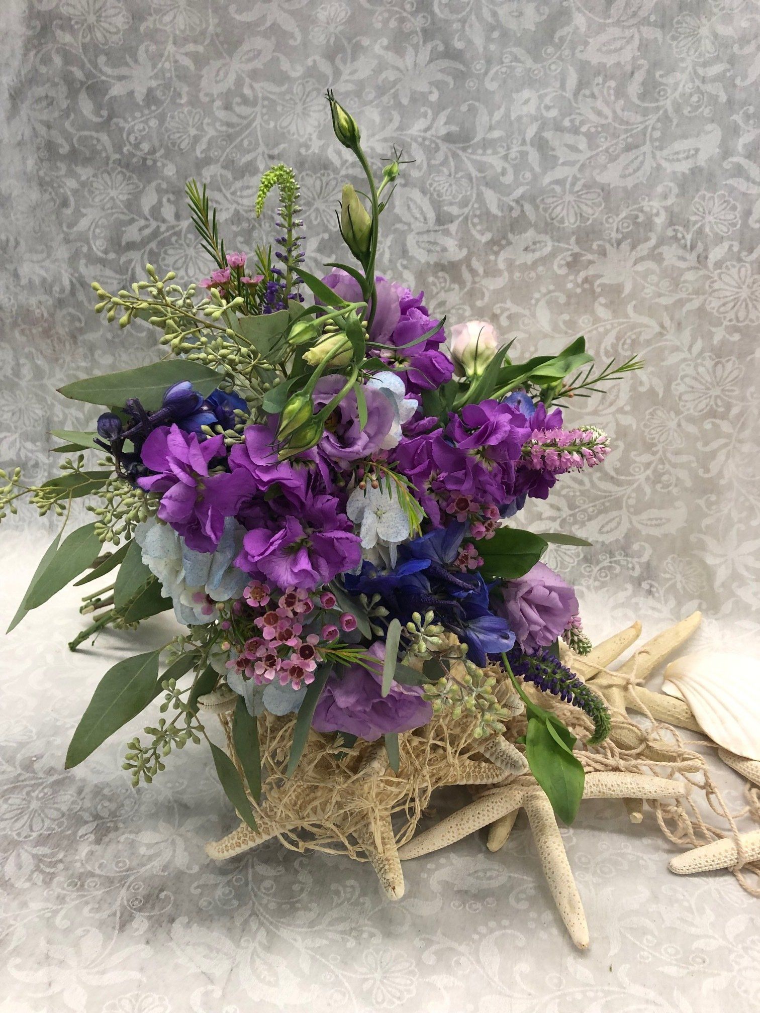 A Bouquet Of Blue, Violet And White Flowers — Bergenfield, New Jersey — Brodericks Flowers & Gifts Inc