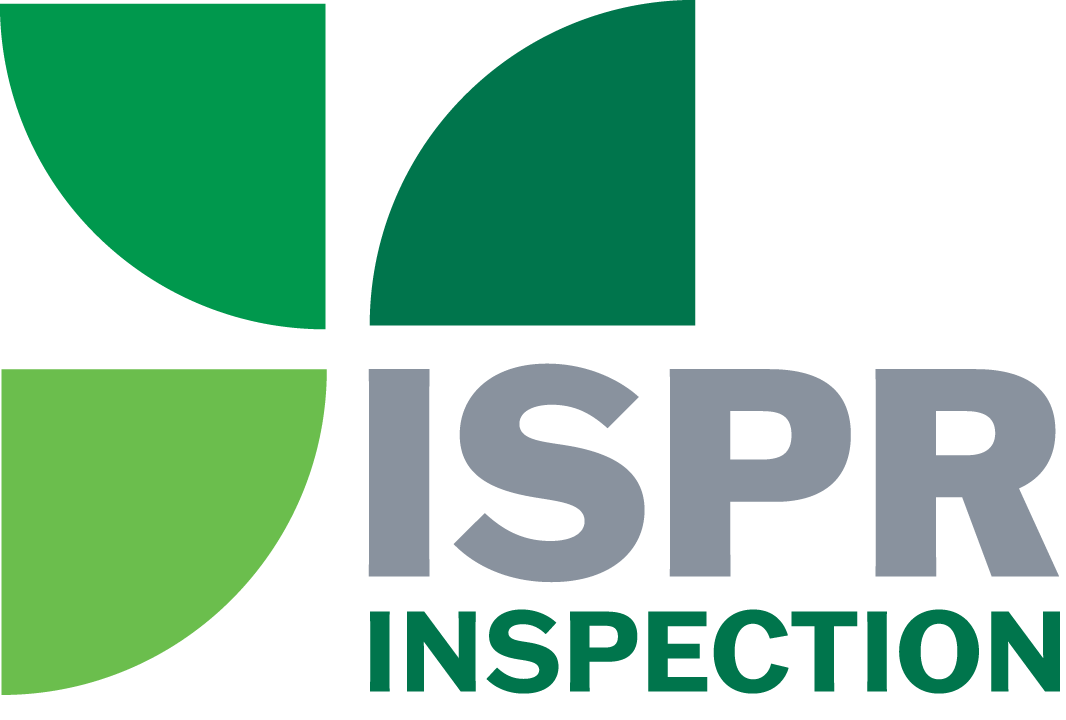Logo pour l'inspection ISPR avec des quarts de cercle verts formant un plus et du texte gris.