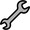 A cartoon drawing of a wrench on a white background.