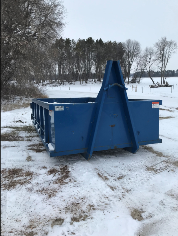 A Blue dumpster
