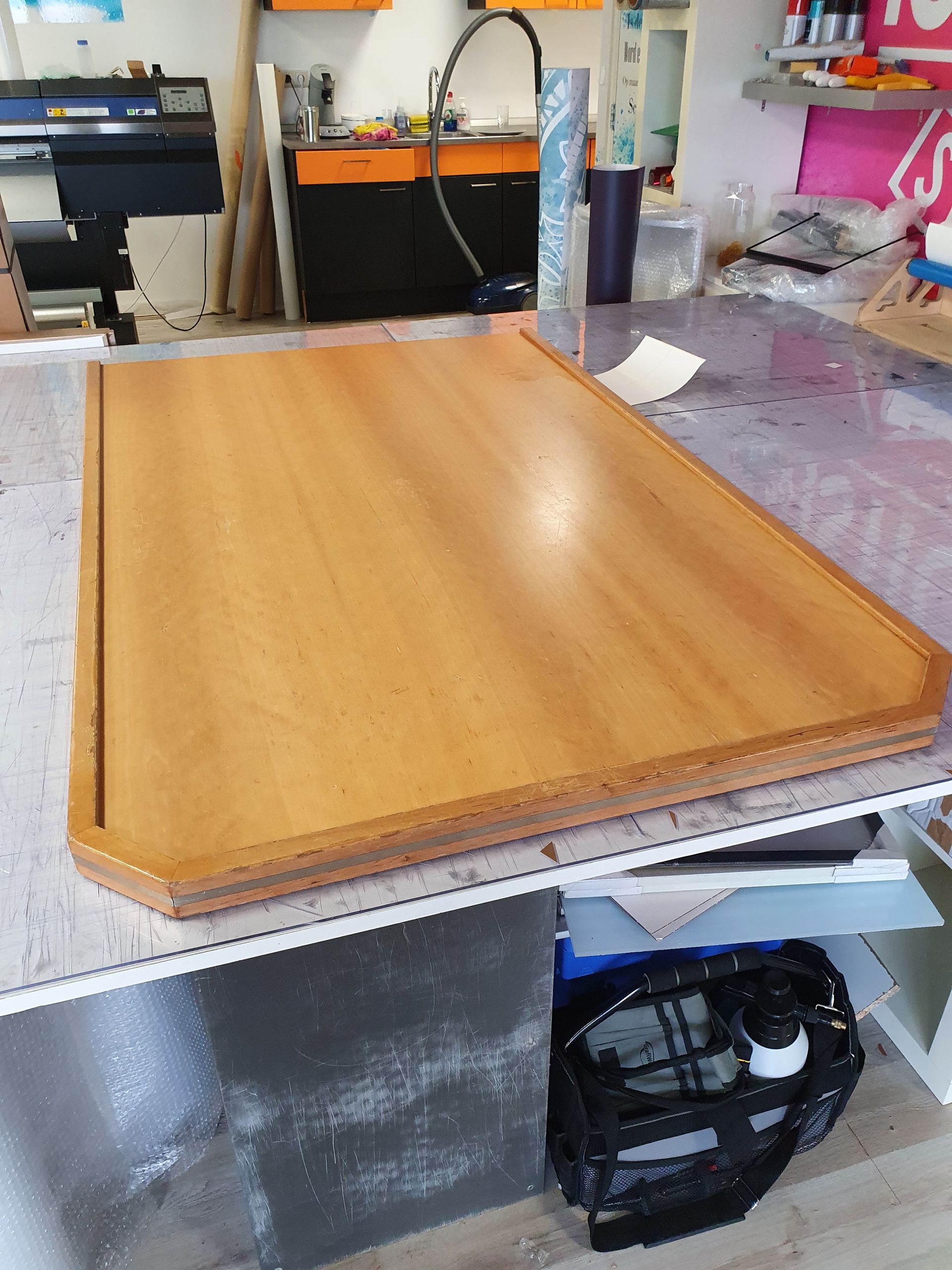 Tafel interieur boot wrappen vooraf