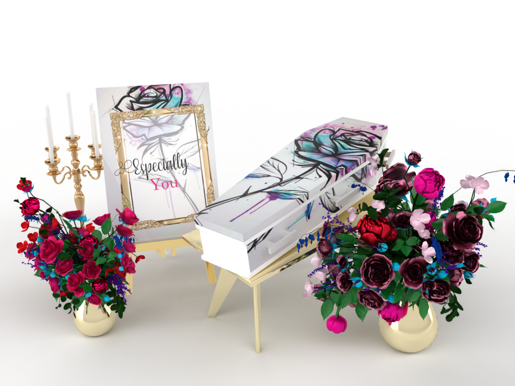 uitvaartkist wrappen watercolor