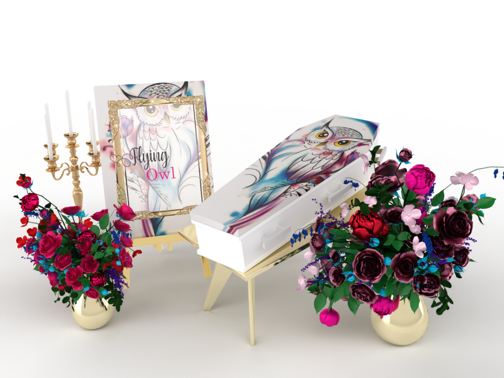 uitvaartkist wrappen watercolor