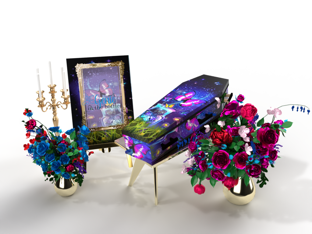 uitvaartkist vlinders