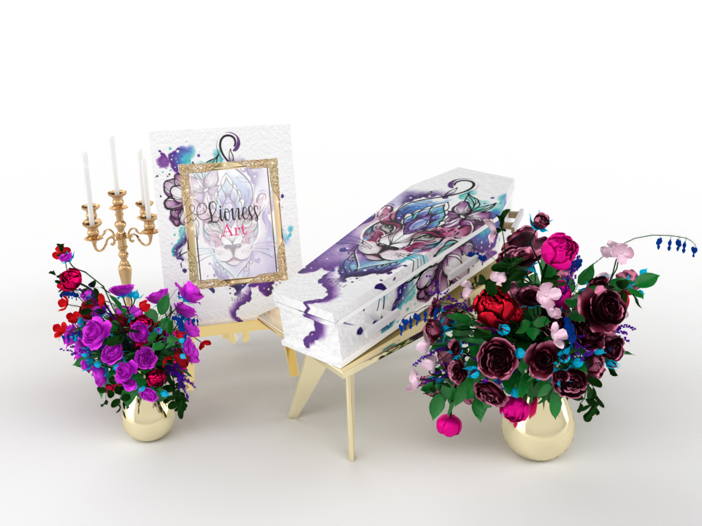 uitvaartkist wrappen watercolor