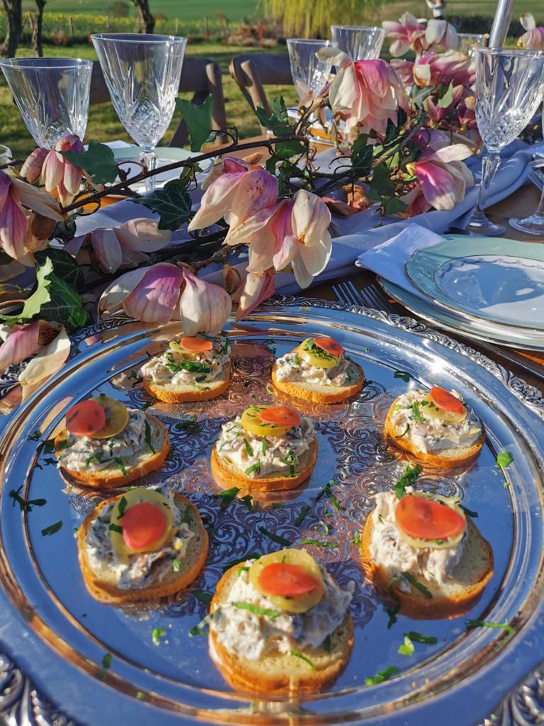 Canapes on fancy tray