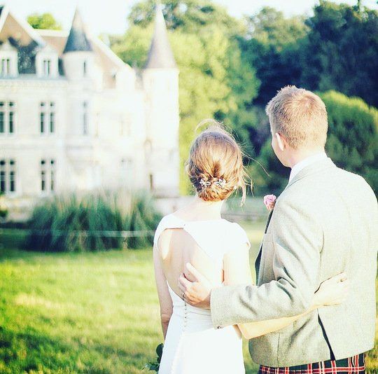 Bride and groom enjoying the view