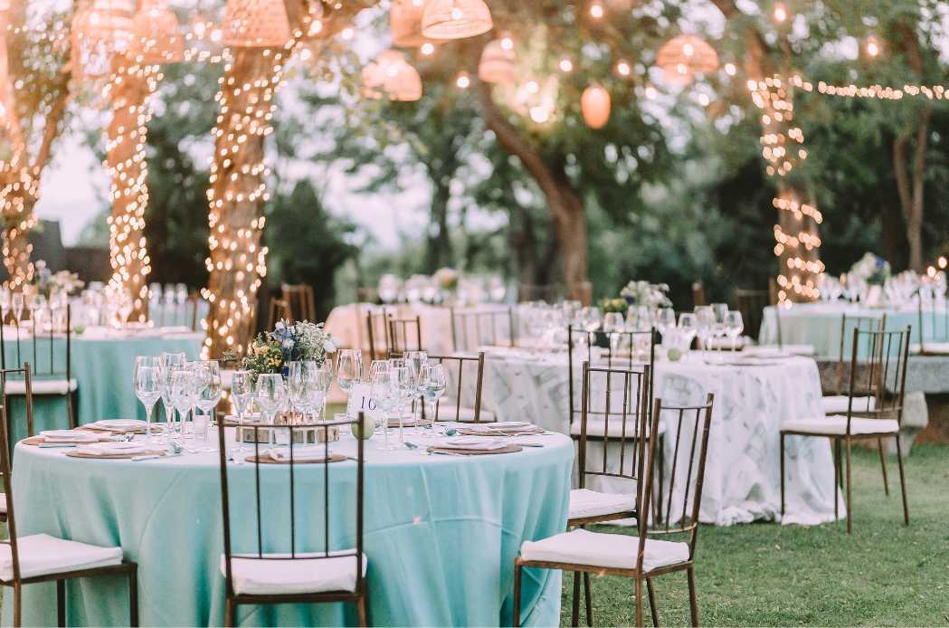 Lights in dining garden