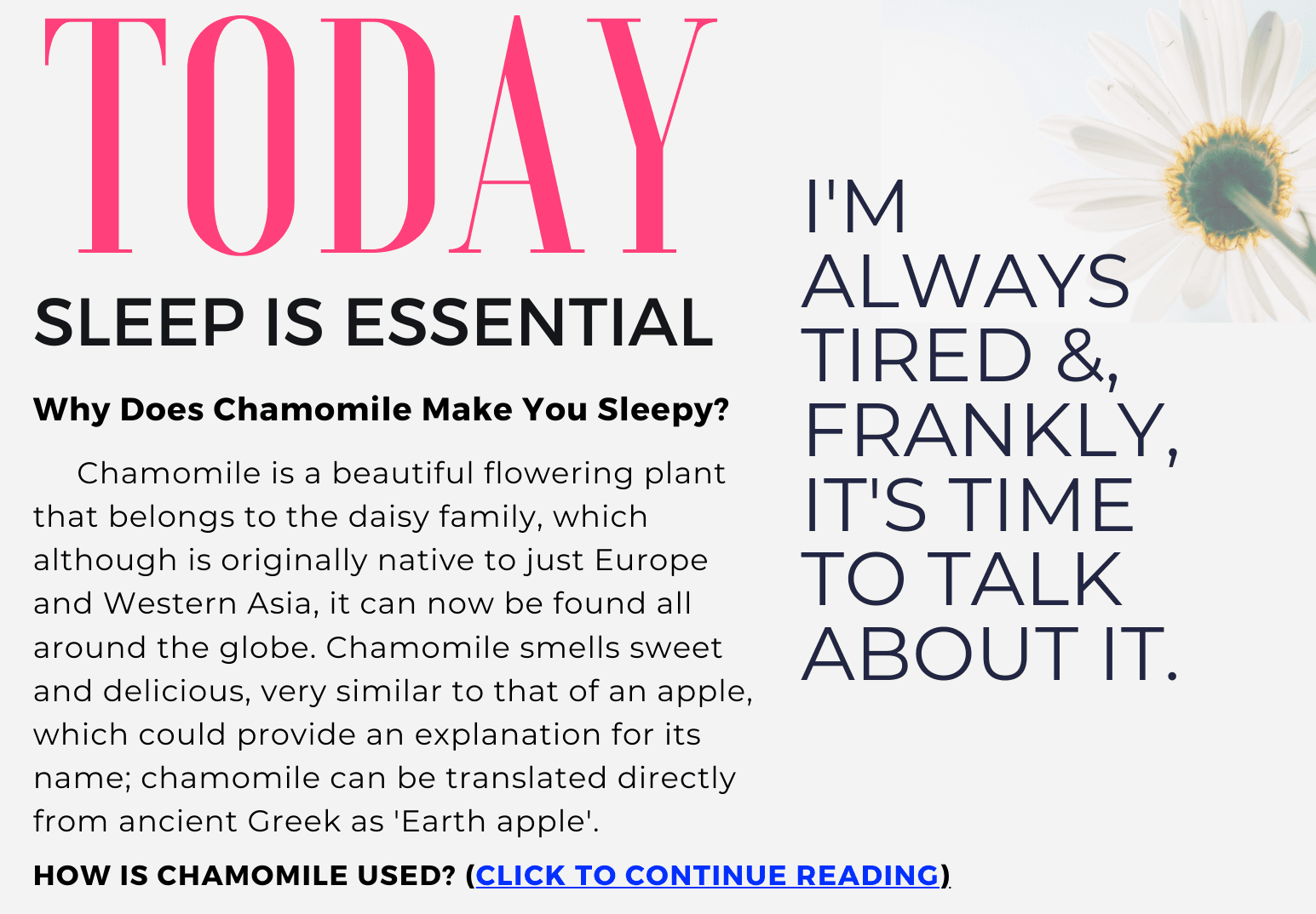 A poster that says today i 'm always tired and frankly it 's time to talk about it