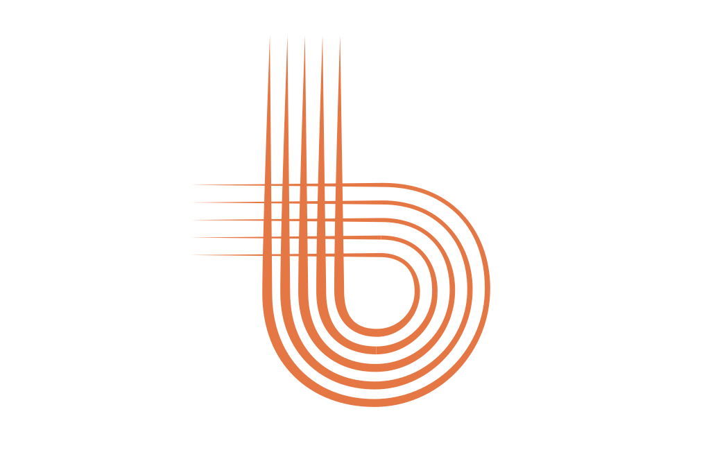 The letter b is made of lines and is on a white background.