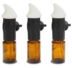 Three bottles with sprayers attached to them are sitting next to each other on a white background.