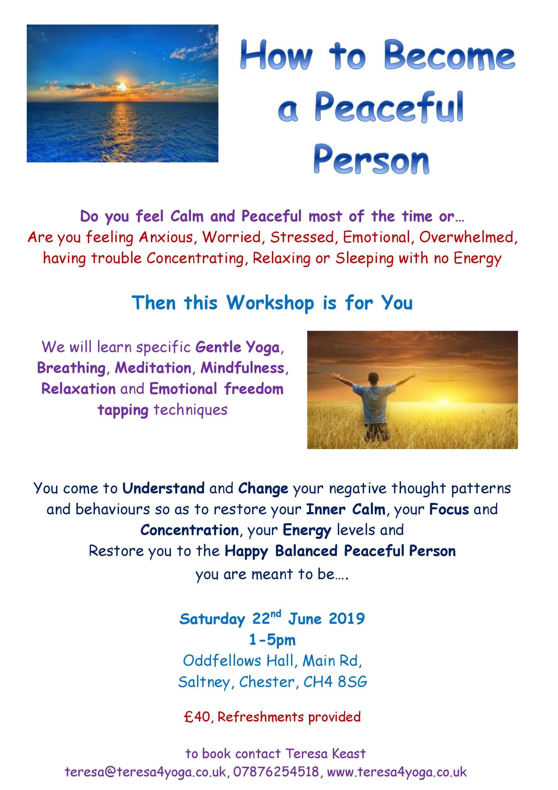 Teresa4Yoga How to be a Peaceful Person workshop