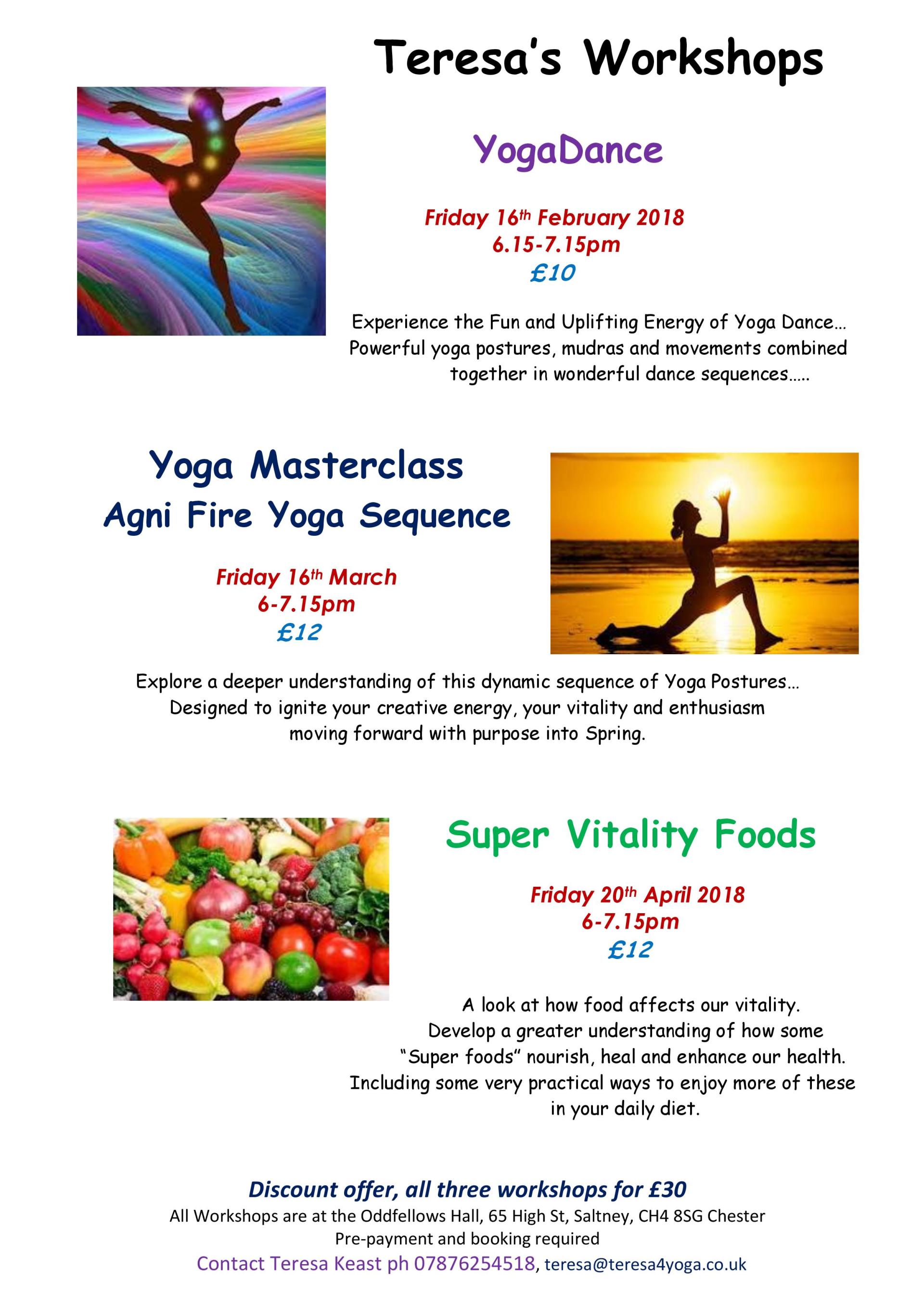 Teresa4Yoga Yoga Dance and High Vitality foods  workshop