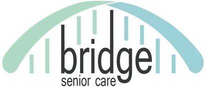 Bridge Senior Care logo: Green and blue arches over 