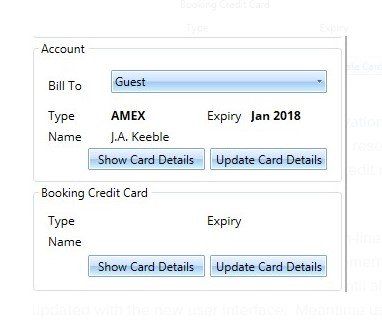 A screenshot of a booking credit card page