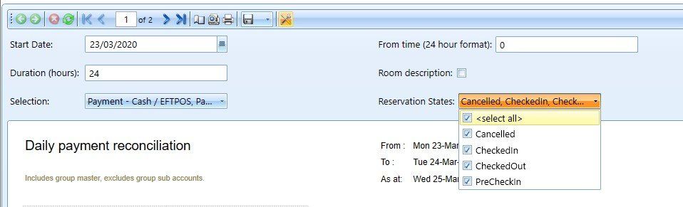 A computer screen shows a daily payment record