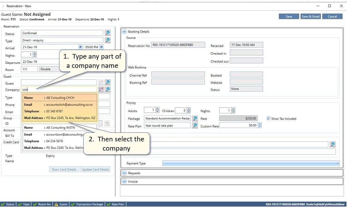 A screenshot of a computer screen that says type any part of a company 's items