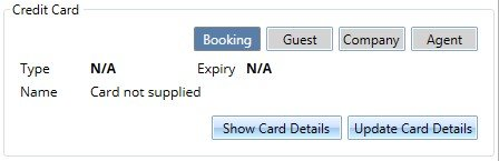 A screen shot of a credit card booking page