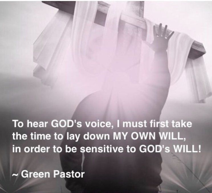 Person holding a cross, reaching towards light, with text: