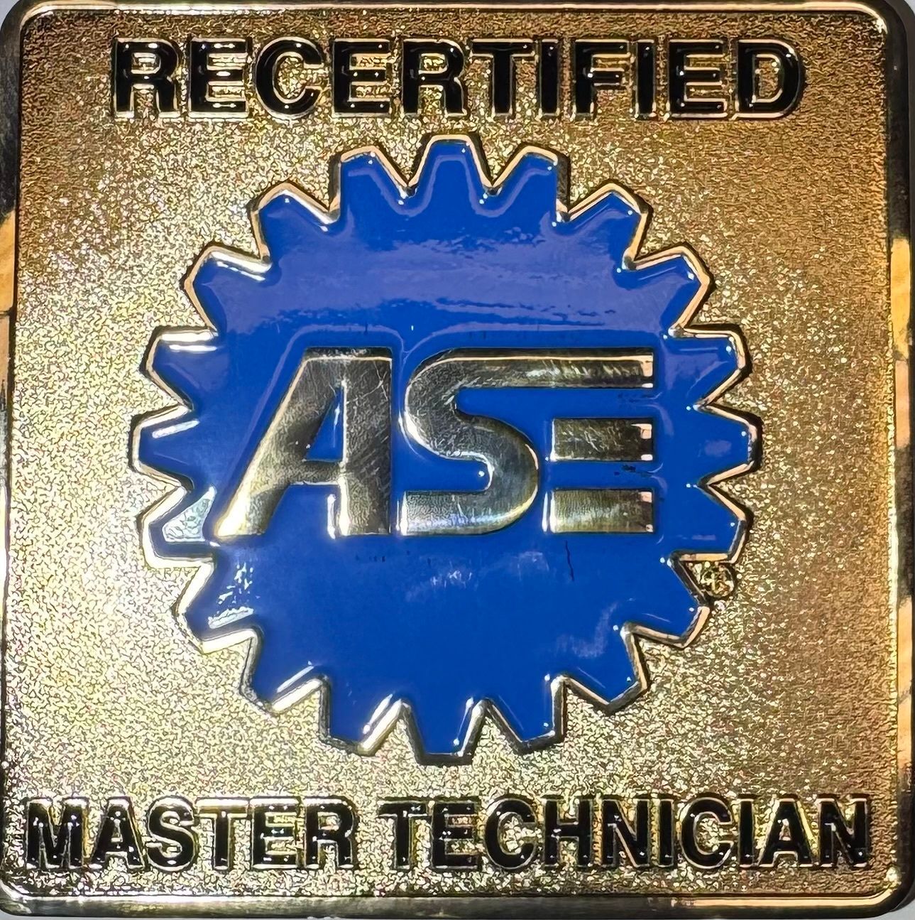ASE Recertified Master Technician Certification Badge | Dustin's Automotive Service Center