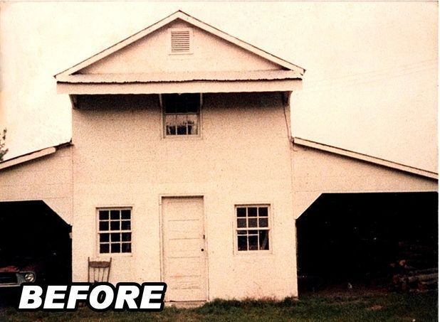 A black and white photo of a house with the words before below it