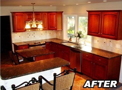 A picture of a kitchen after being remodeled
