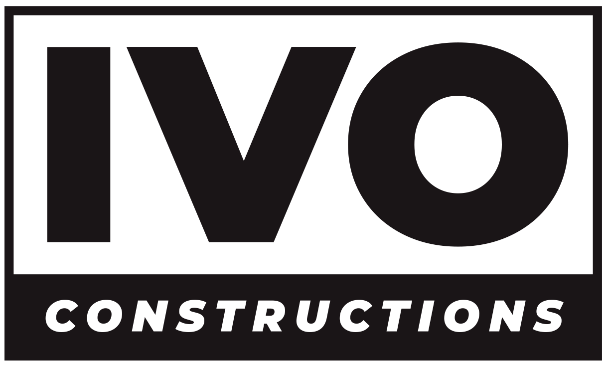 A black and white logo for ivo constructions