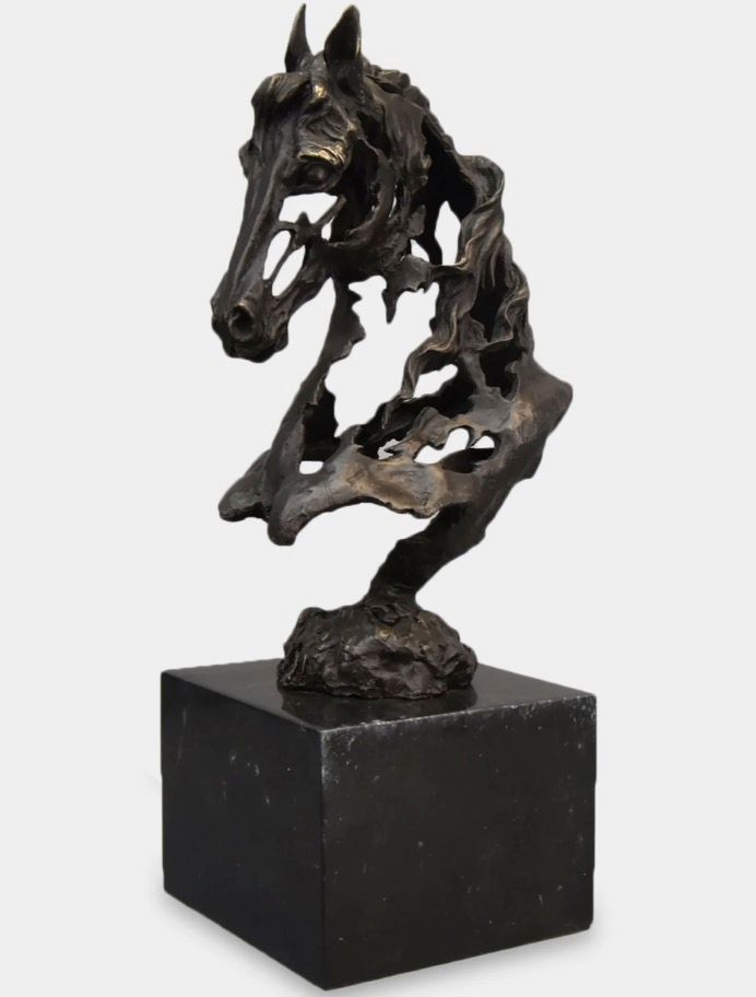 Horse Head Modernist Bronze Sculpture

