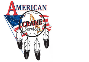 A logo for american crane services with a dream catcher