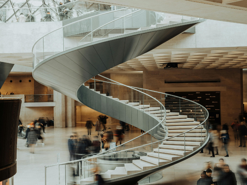 A stairway winding upwards