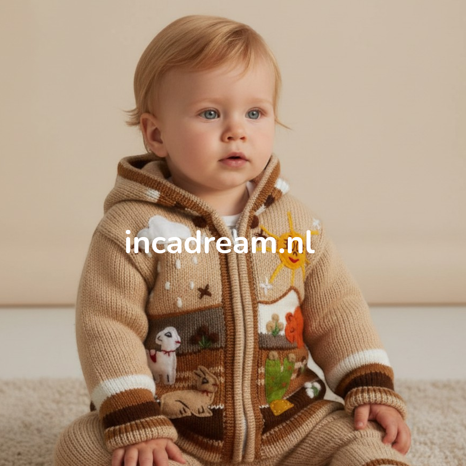 Baby wollen gebreid jasje met capuchon – Handgemaakt in Peru