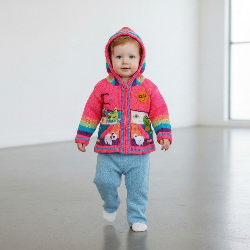 handgebreid baby jasje uit Peru