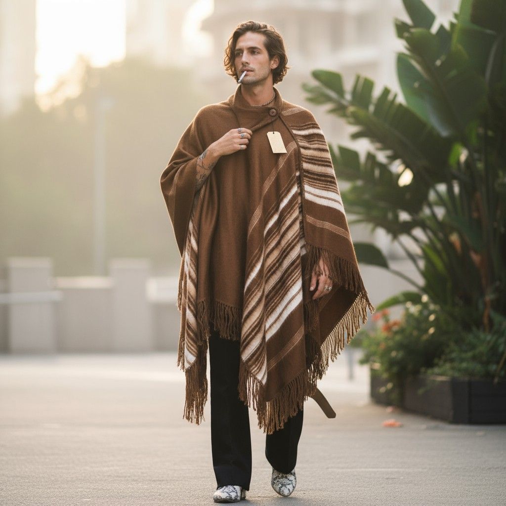 heren alpaca wol poncho