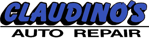 Claudino’s Auto Repair logo in blue and black text on a white background
