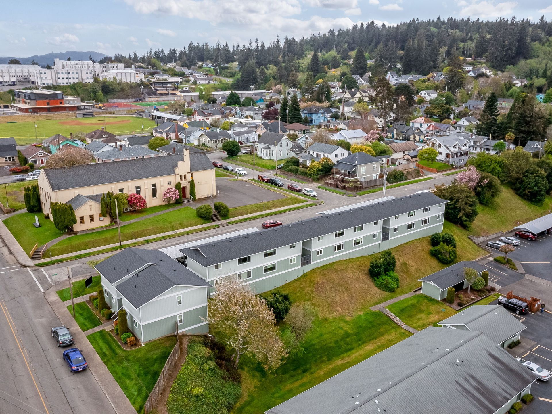 Aerial view of the Southridge apartments.