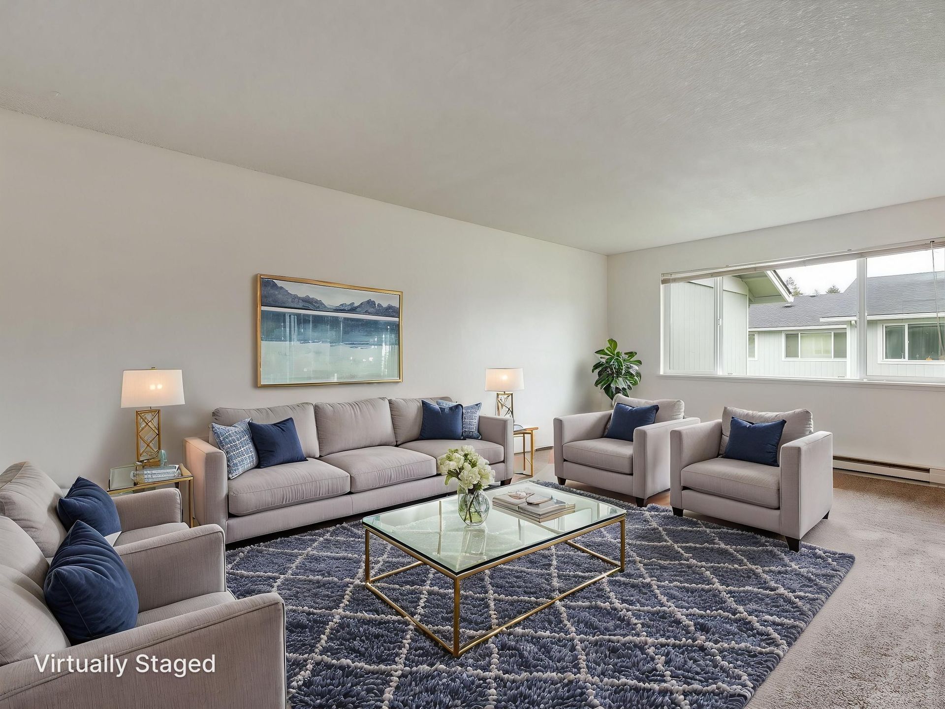Southridge Apartments 2Bed/1Bath spacious living room virtually staged.
