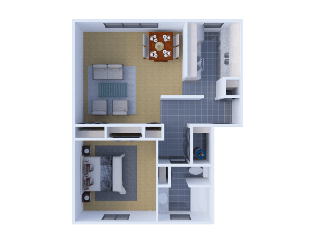 Southridge Apartments 1 bedroom, 1 bathroom floor plan