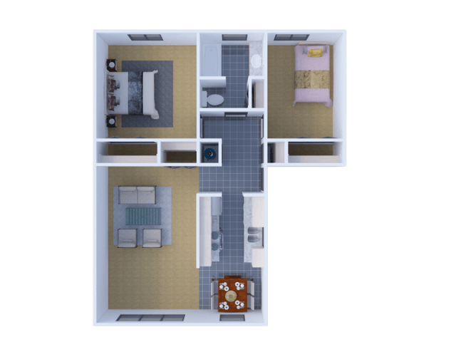 Southridge Apartments 2 bedroom 1 bathroom floor plan