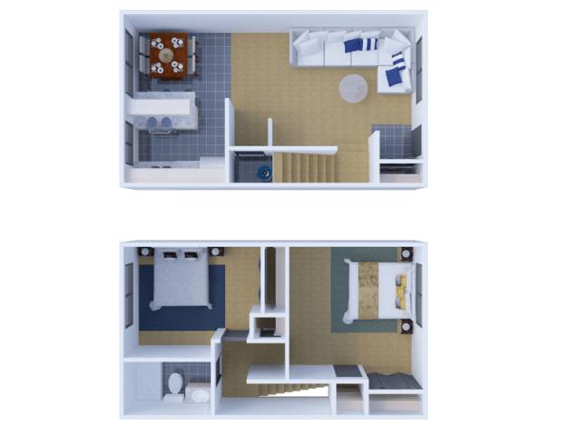 Southridge Apartments 2 bedroom 1 bathroom Townhome floor plan